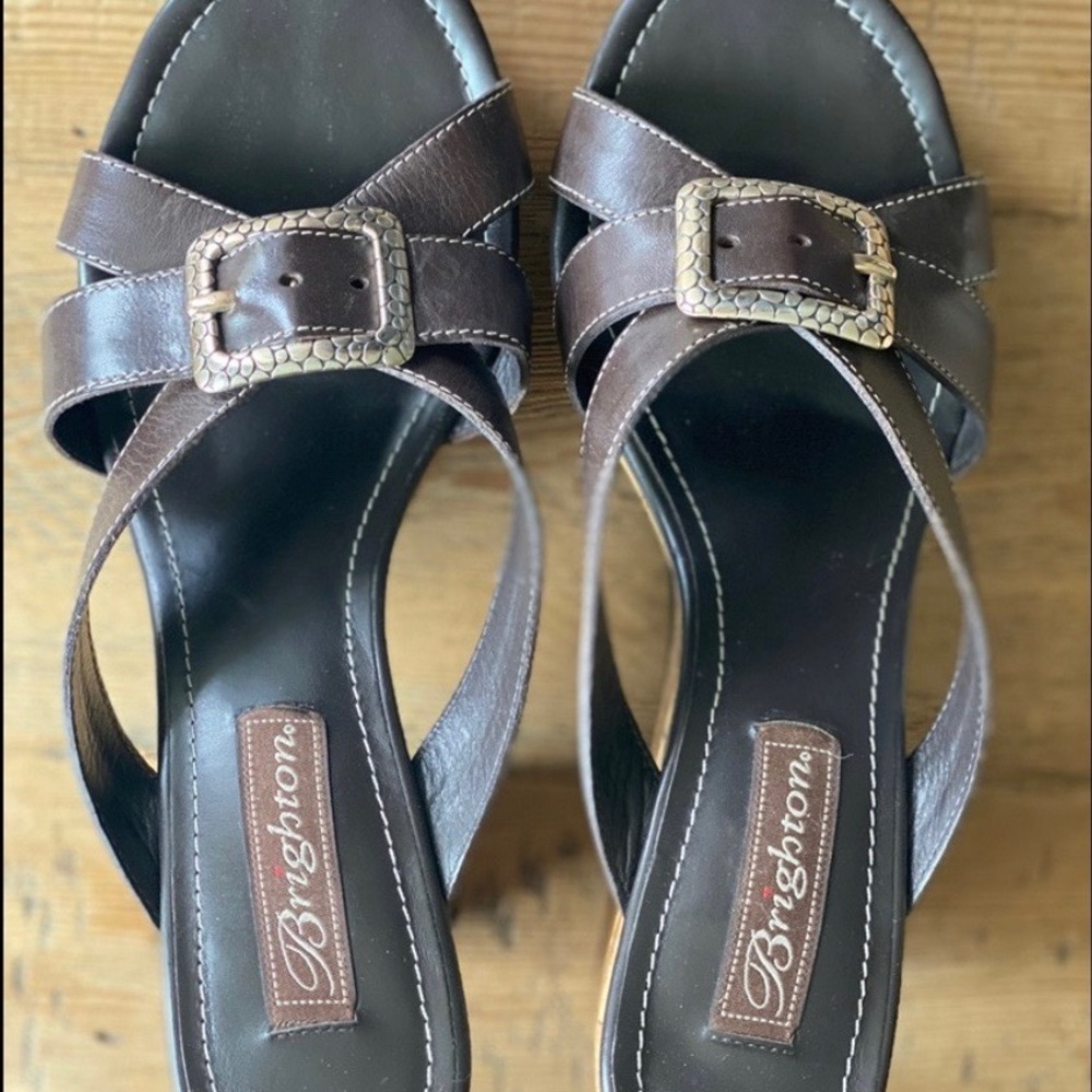 Brighton cork heels with silver hardware